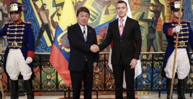 Daniel Noboa recibió al canciller de Japón para fortalecer la cooperación bilateral