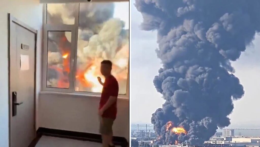 Incendio masivo consume totalmente almacén en china