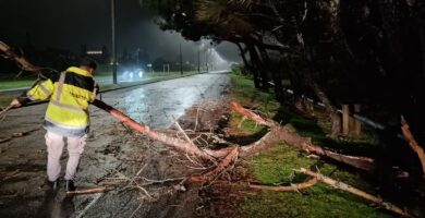 Temporal en Uruguay: un muerto, miles sin luz y un muro de estadio derrumbado