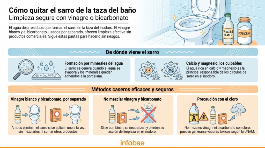 Cómo quitar el círculo de sarro de la taza de baño sin usar limpiadores comerciales