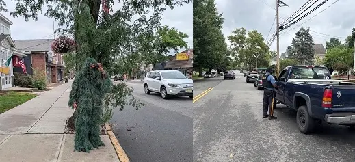 Policía en NJ con traje de arbusto de hojas falsas sorprende a 74 conductores distraido con sus celulares