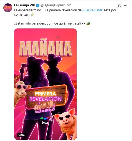 La identidad del granjero será dada a conocer en el matutino Venga la Alegría. (X: La Granja VIP)