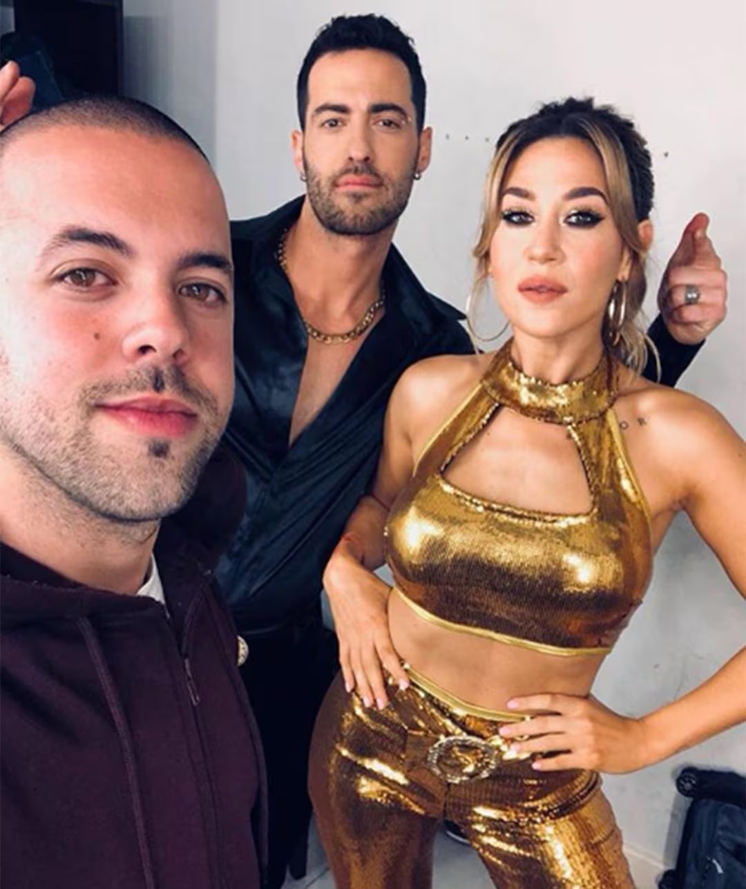 Jimena Baron con Mat&iacute;as Napp y Mauro Caiazza, tras su debut en el 
