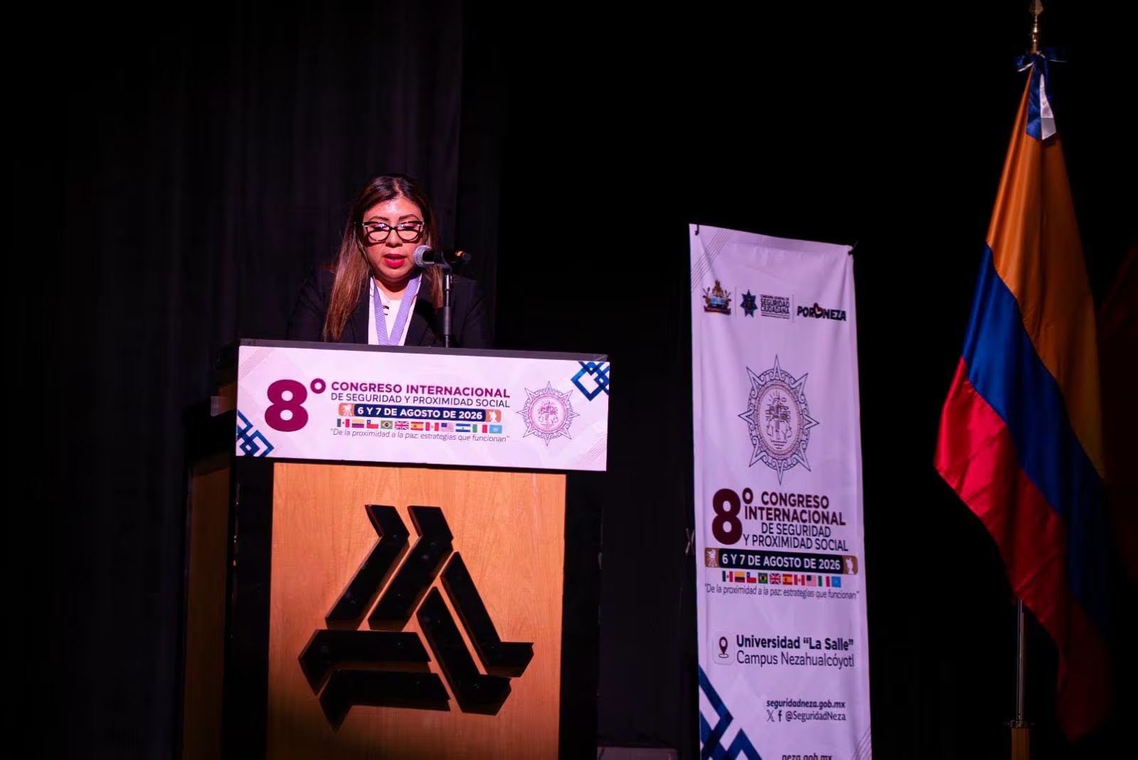 La directora general de Investigaci&oacute;n Cibern&eacute;tica de la Unidad de Inteligencia, Investigaci&oacute;n Cibern&eacute;tica y Operaciones Tecnol&oacute;gicas, Patricia Ch&aacute;vez Obreg&oacute;n, durante el 8.&ordm; Congreso Internacional de Seguridad y Proximidad Social. (Cr&eacute;dito: SSPC)