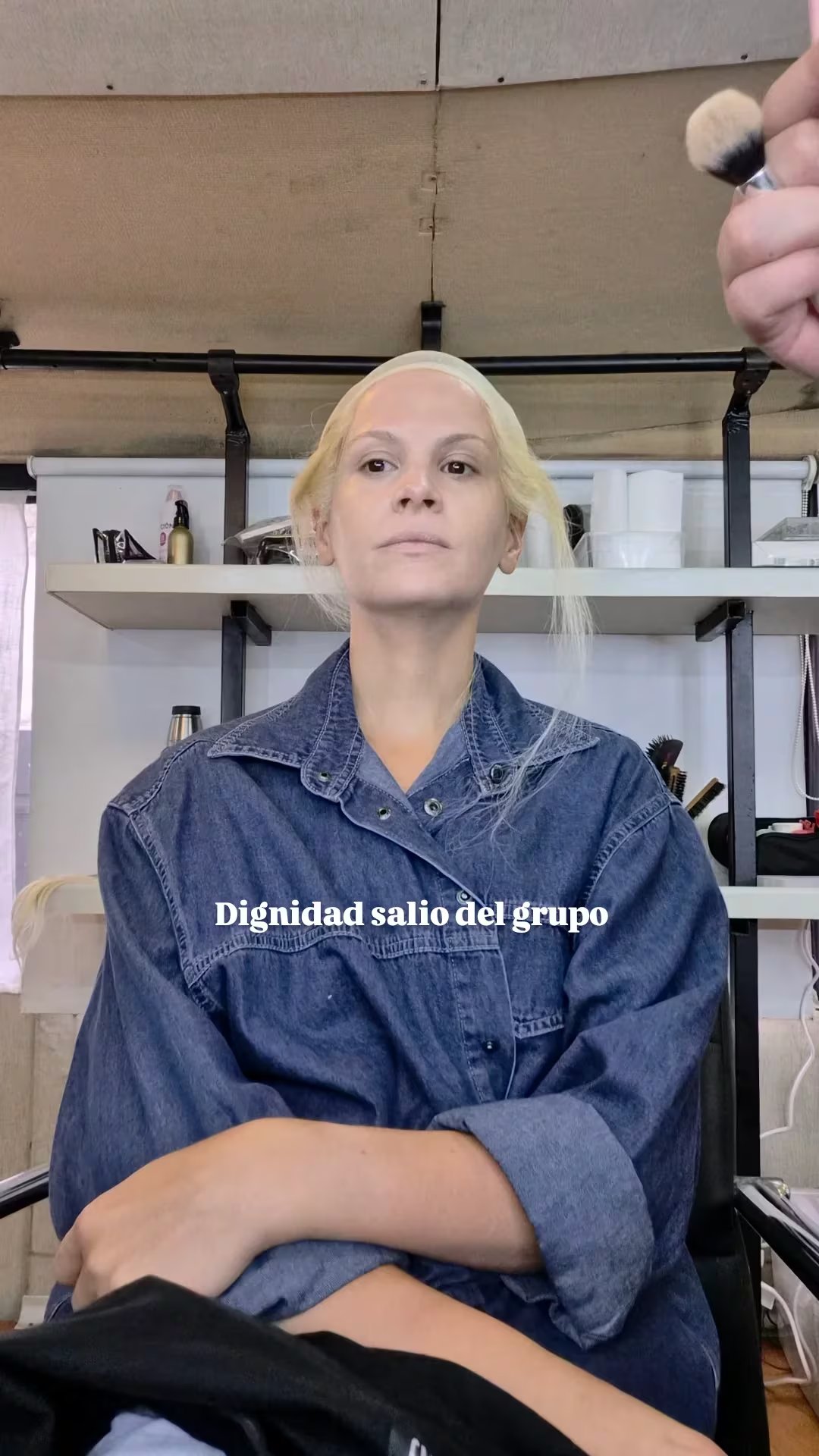 Mica Riera en un momento de la transformación. Con ironía, expresó: