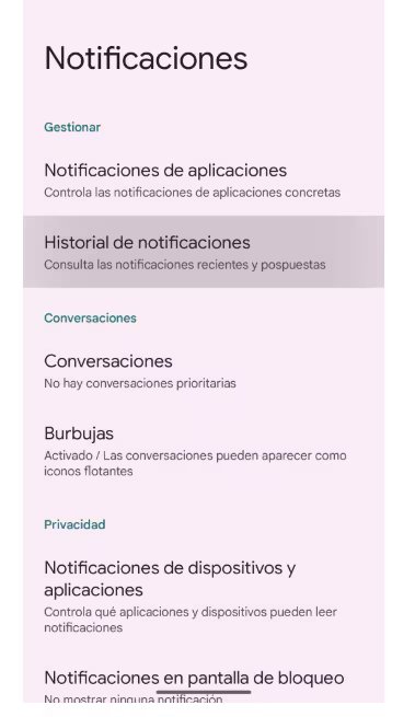 Android te ofrece la oportunidad de activar el historial de notificaciones. (Captura Android)
